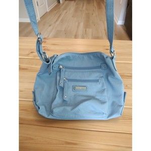 ROSETTI Light Blue Shoulder Bag Many Pockets Zipper Crossbody Purse
